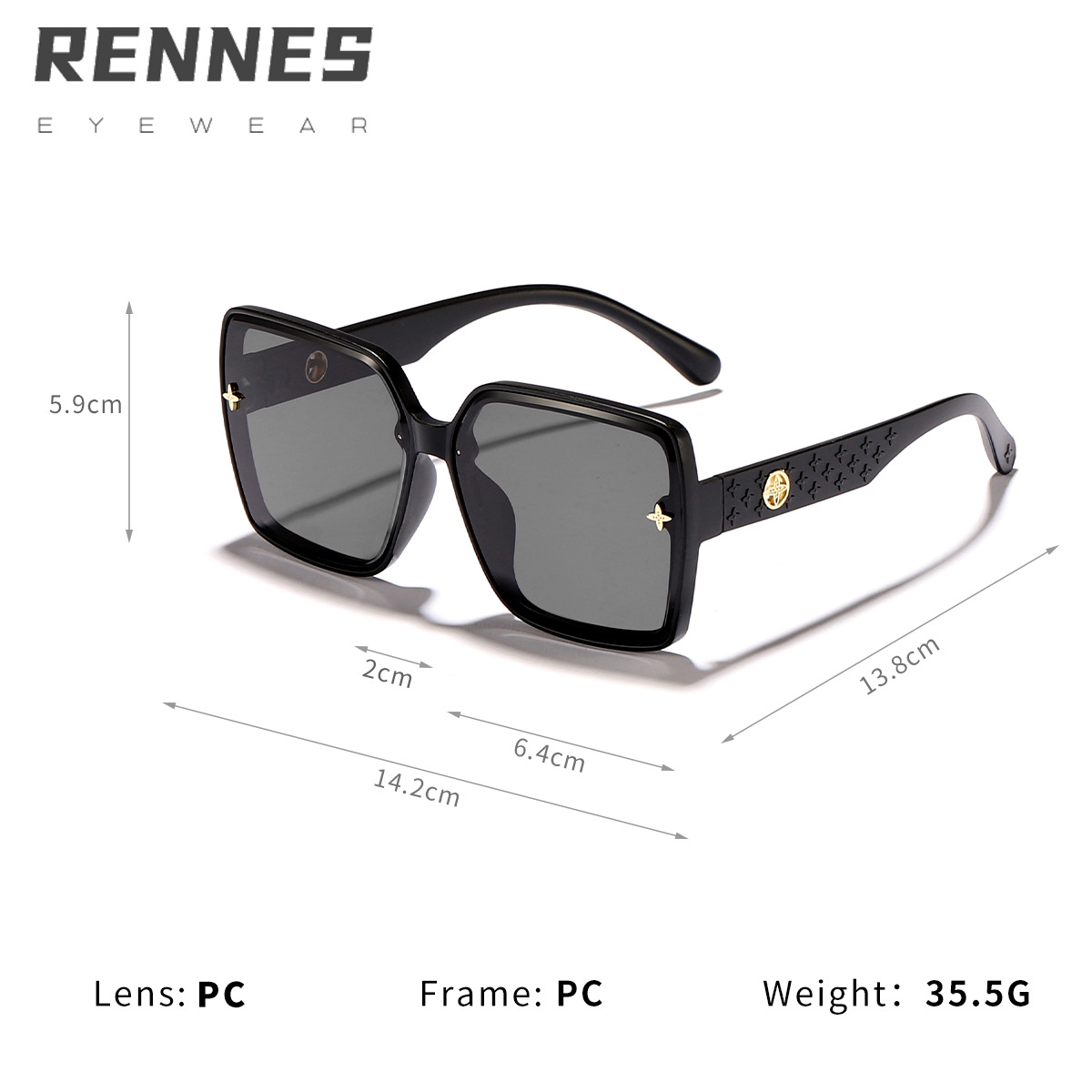 Nuevas gafas de sol de color degradado para mujer, marco generoso, patrón de pierna ancha, gafas de sol de alta gama simples, Douyin mismo estilo