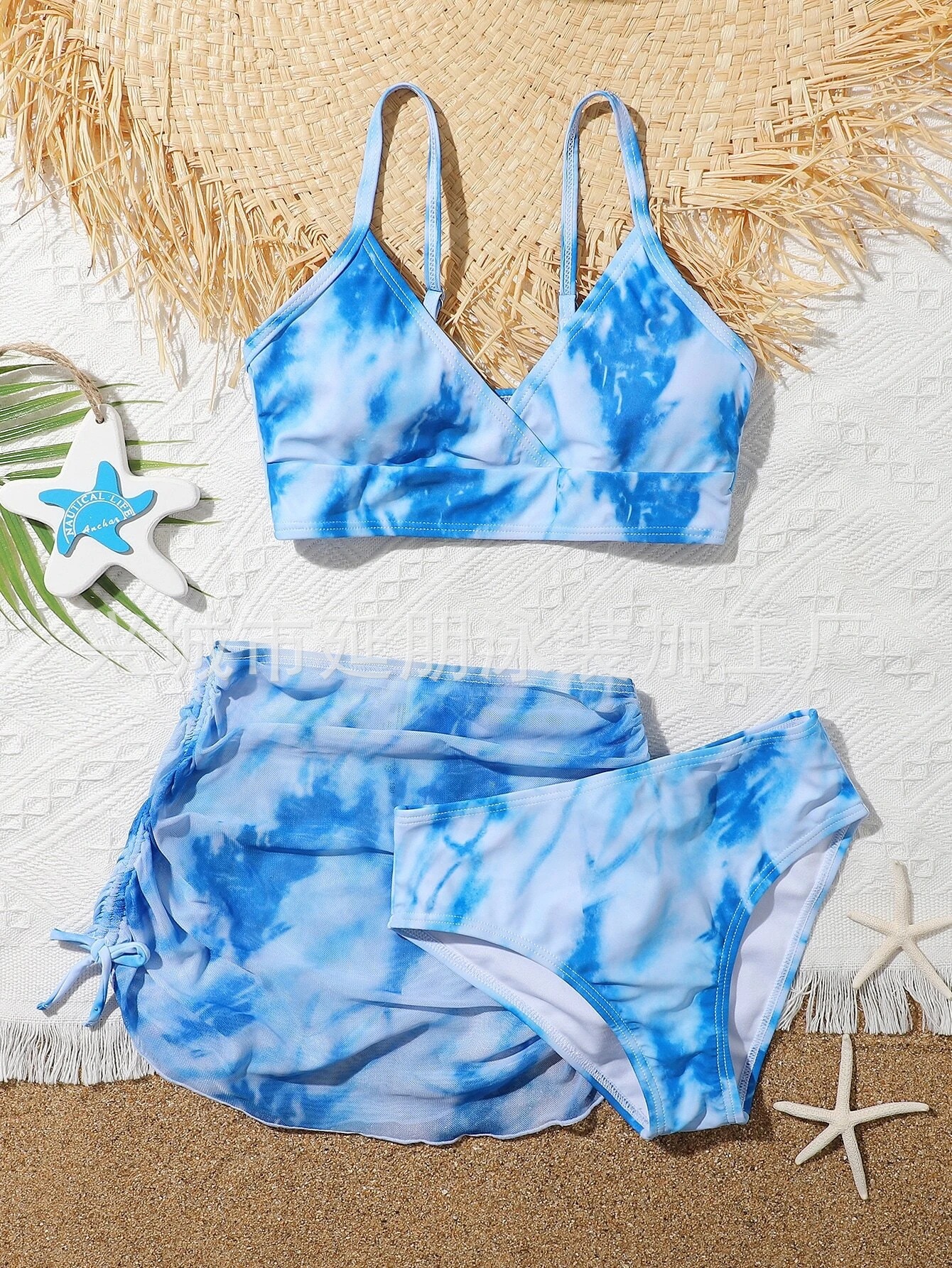 Yanpeng Children's Split Three-Piece Set Fashion Large Children's Sexy Bikini Girls Quick-Drying Swimsuit Factory Direct Approval