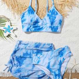 延朋儿童分体三件套时尚款中大童性感比基尼女童速干泳衣厂家直批