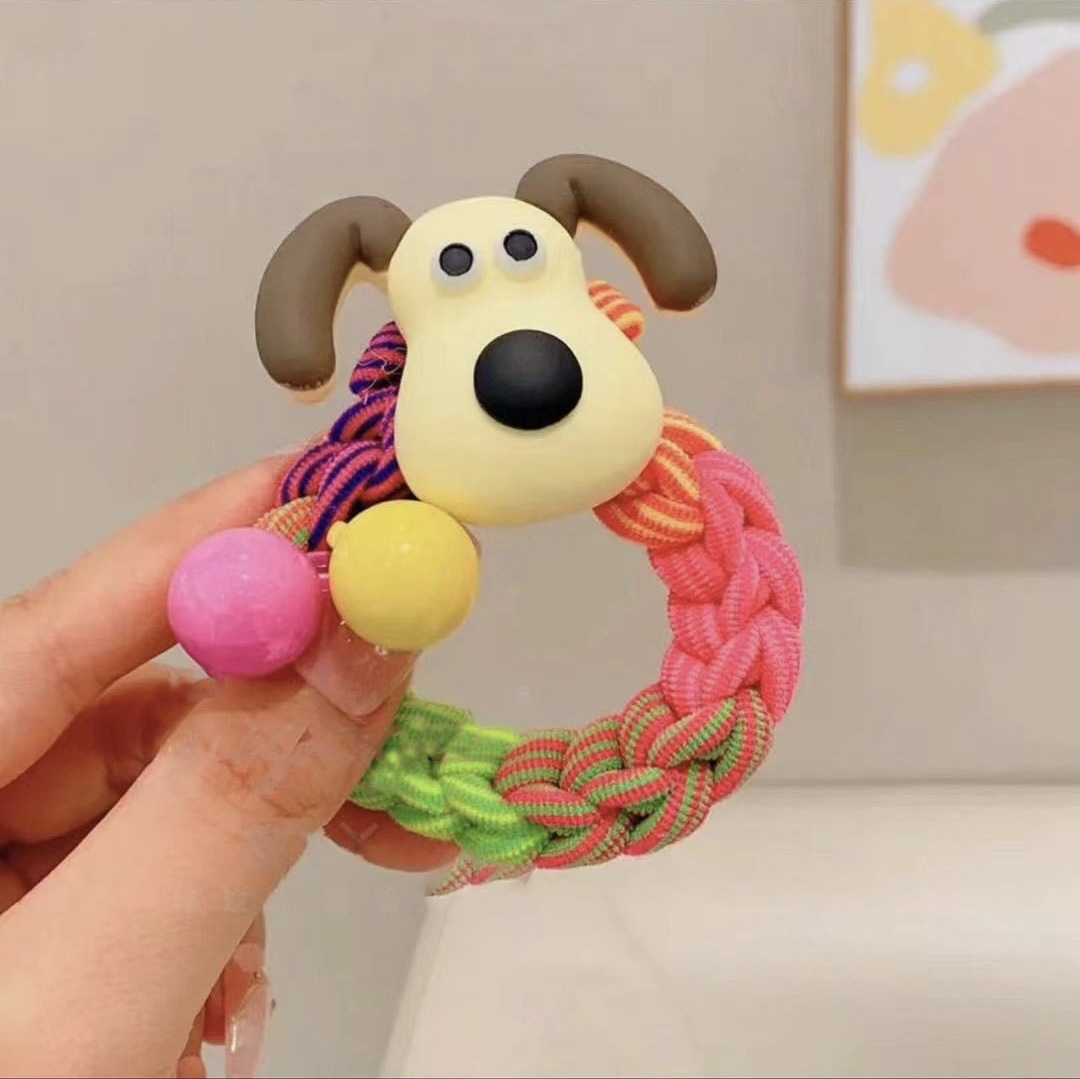 Diadema de perro lindo para niños 2023 Nueva banda de pelo tejida para niña tocado cuerda de pelo de cola de caballo duradera grande para niña
