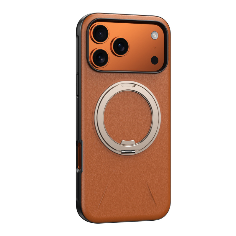 跨境新款适用iPhone17手机壳皮革旋转支架磁吸苹果16ProMax保护套|undefined