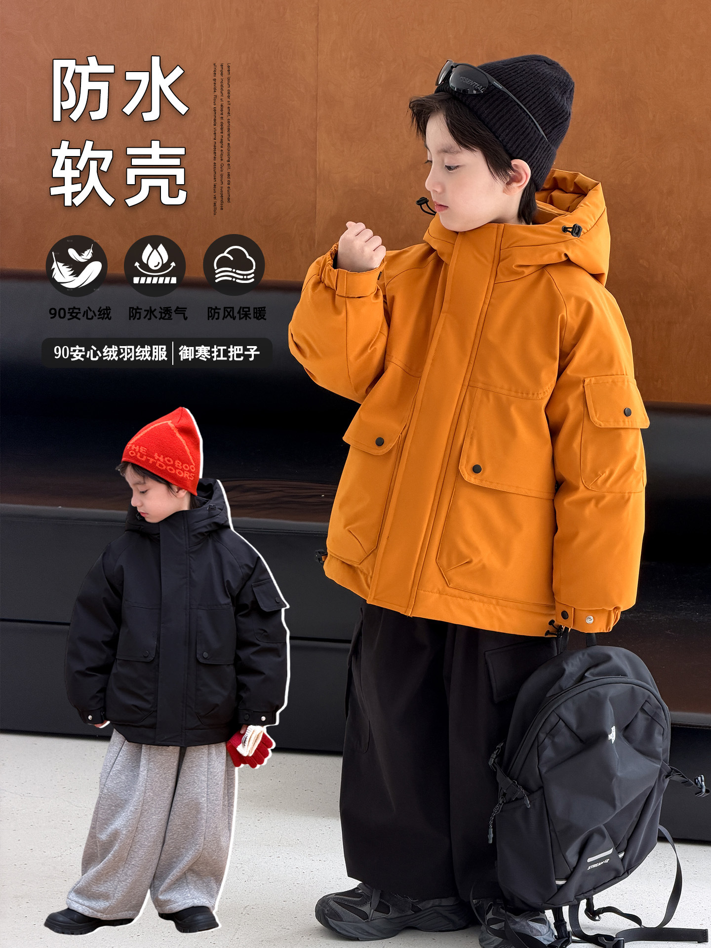 Chaqueta de invierno para niños 2025 nuevo engrosado chaqueta impermeable con capuzas para niños ropa de invierno de color blanco