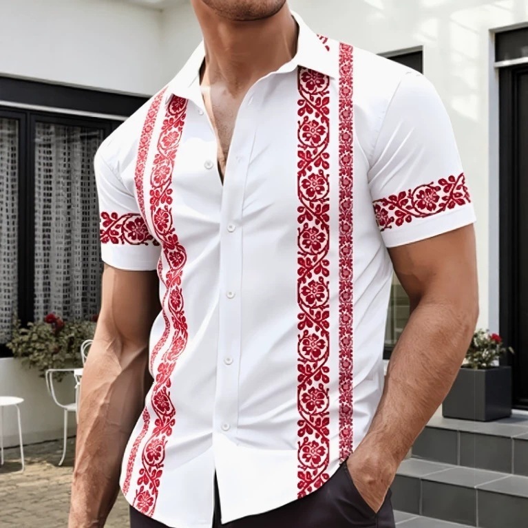 Men's Clothing Men's Summer Casual Shirt Short Sleeved 3D Printed Turn Down Collar Style Vacation Hawaiian For Formal & Casual_viptrois.com