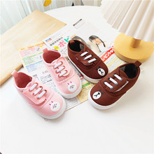 清 日单卡通小熊小兔软底学步鞋子儿童帆布鞋魔术贴男女童鞋