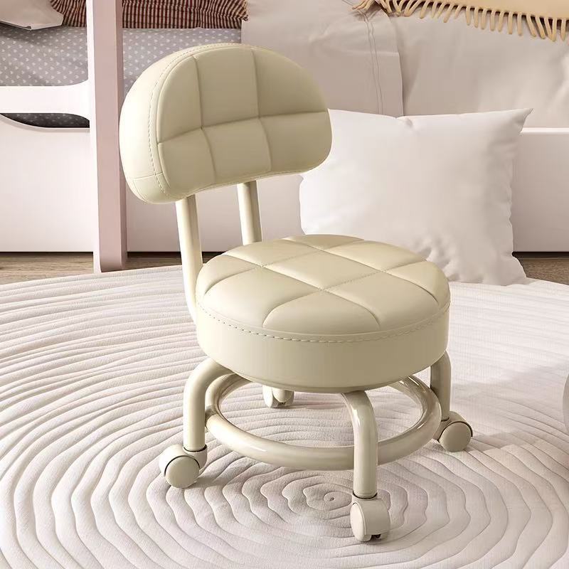 Swivel Small Stool with Wheels for Home Use, Low Stool for Children, Small Chair with Wheels, Mobile Round Stool for Living Room Sofa