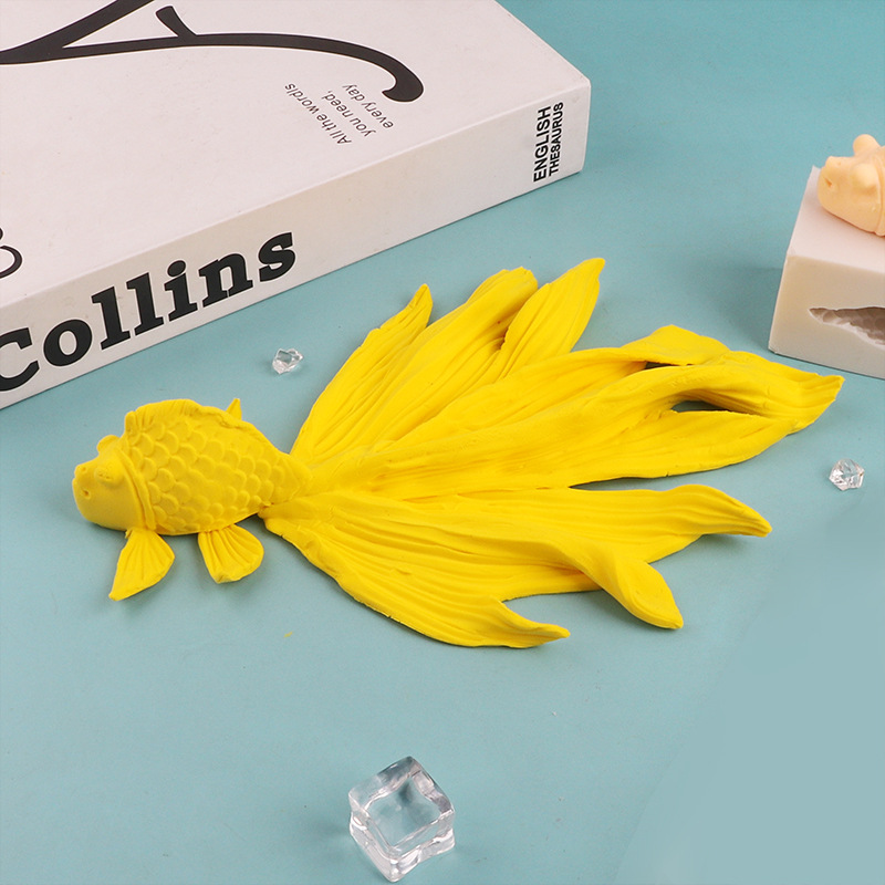 Peces dorados tridimensionales Flor pastelería pan al vapor molde de silicona patrón de pasta pastelería molde de pastel Banquete de cumpleaños molde de pescado decorativo