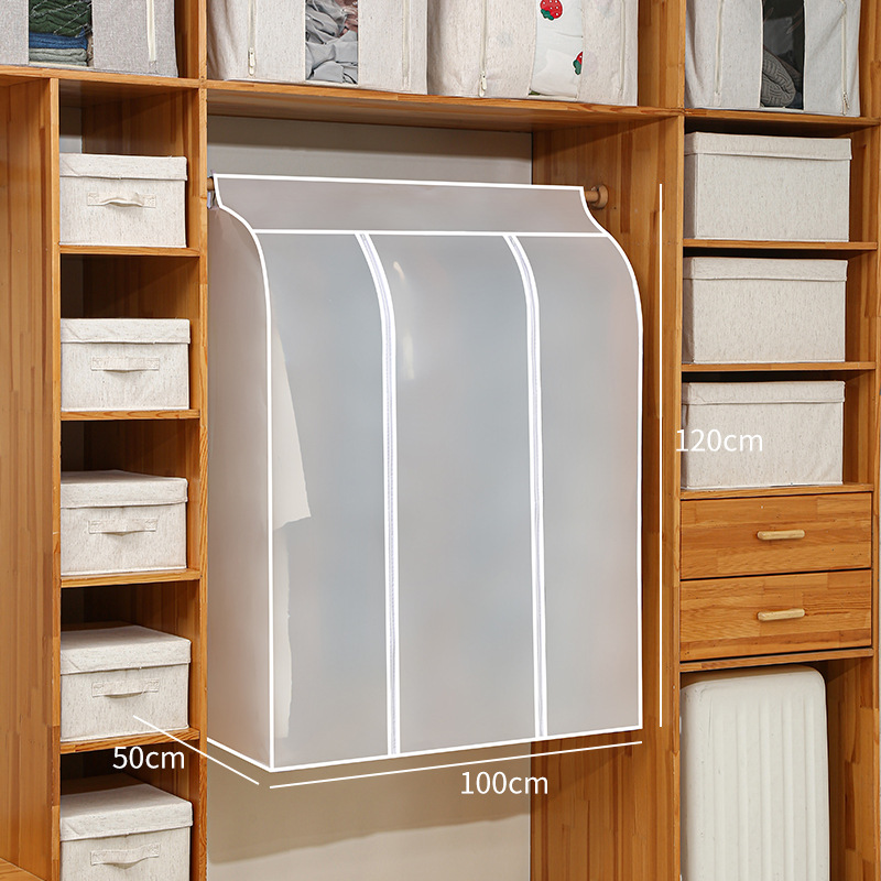 Ropa cubierta de polvo transparente impermeable abrigo traje ropa colgante bolsa armario colgando ropa tridimensional bolsa de polvo al por mayor