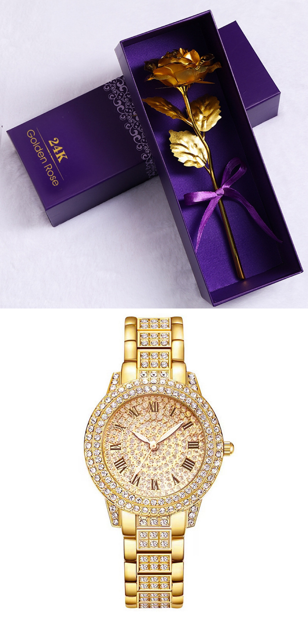 Gold Foil Rose Gift Set With Decorative Design For Any Occasion_voghion.com