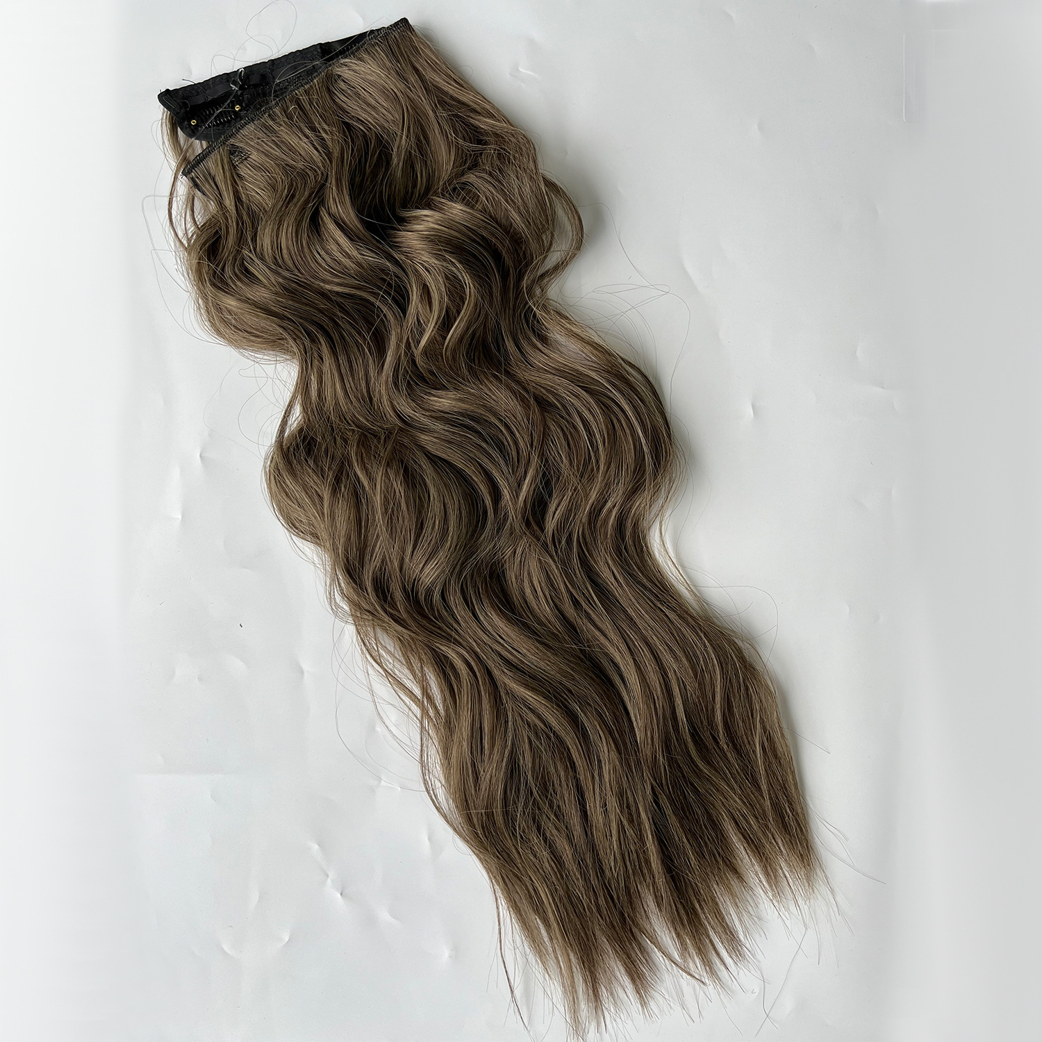 Peruca con 4 clips línea de pescado ondas invisibles extensión de cabello largo