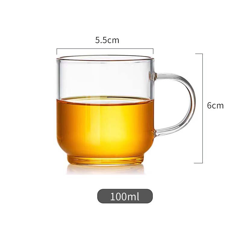 定制透明玻璃小茶杯新品耐热功夫茶具泡茶杯子高硼硅带把手品茗杯|undefined
