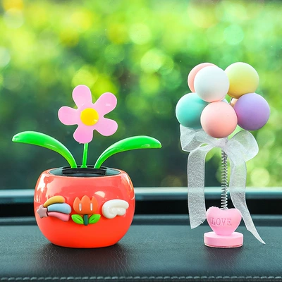 Sunflower Center Console High-End Small Car ornaments - grapefruit-red-three-small-flowers-balloon