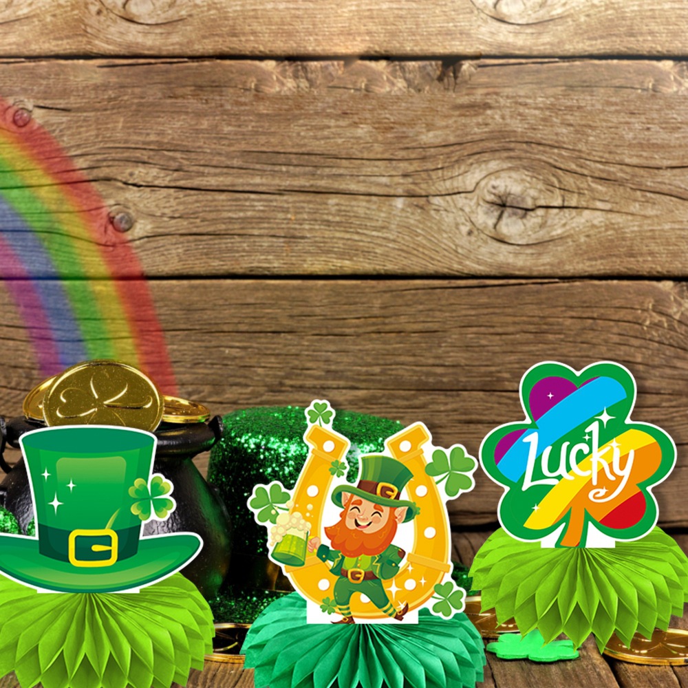 Nuevo día de San Patricio fiesta decoración de panal ornamentos día irlandés trébol de suerte panal tridimensional