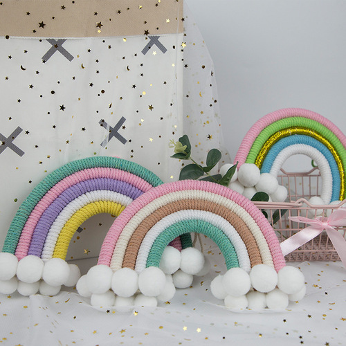 ins decoration Nordic style cloud rainbow home decoration children's room decoration pendant woven hanging wall hanging pendant