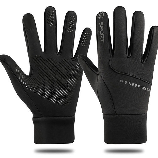 Outdoor cycling waterproof windproof gloves for men, touch screen winter lined warm climbing gloves, full finger gloves for cycling