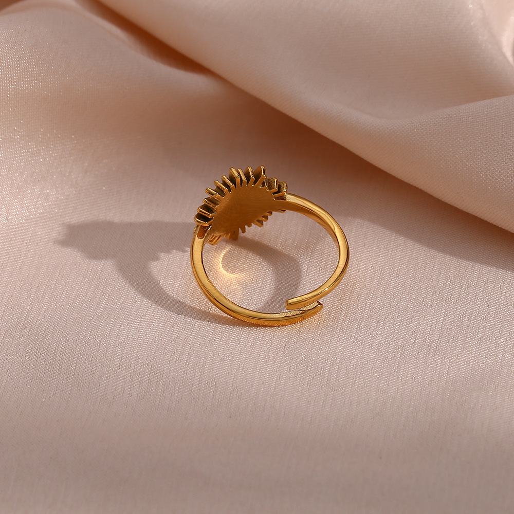 PVD Coated Gold Plating Process 18K Gold Plated Plating Material PVD Coated Real Gold Plated 18K Gold Geometric Eye 304 Stainless Steel Retro Waterproof Non Tarnish Open Ring