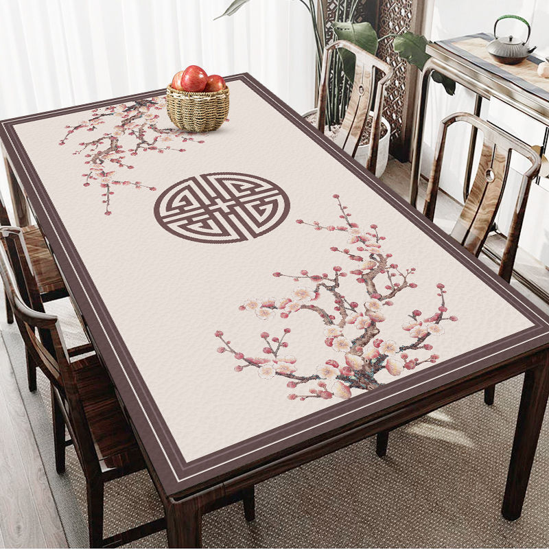 Chinese-Style Thickened Table Mat Tablecloth Waterproof Oil-Proof Heat-Resistant High-Temperature Washable Table Mat Dining Table Mat Coffee Table Protective Mat