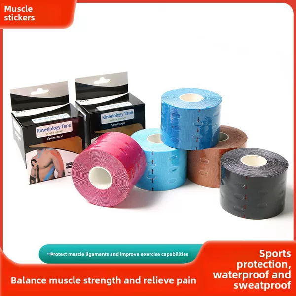 Factory in stock wholesale sports tape 5CM muscle patch muscle effect patch protective elastic bandage perforated tape