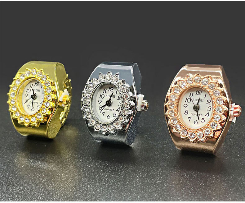 25g Weight Quartz Glass Mirror Material Stainless Steel Strap Material Watch Rings Classification Retro Classic Style Geometric Quartz Watch Rings