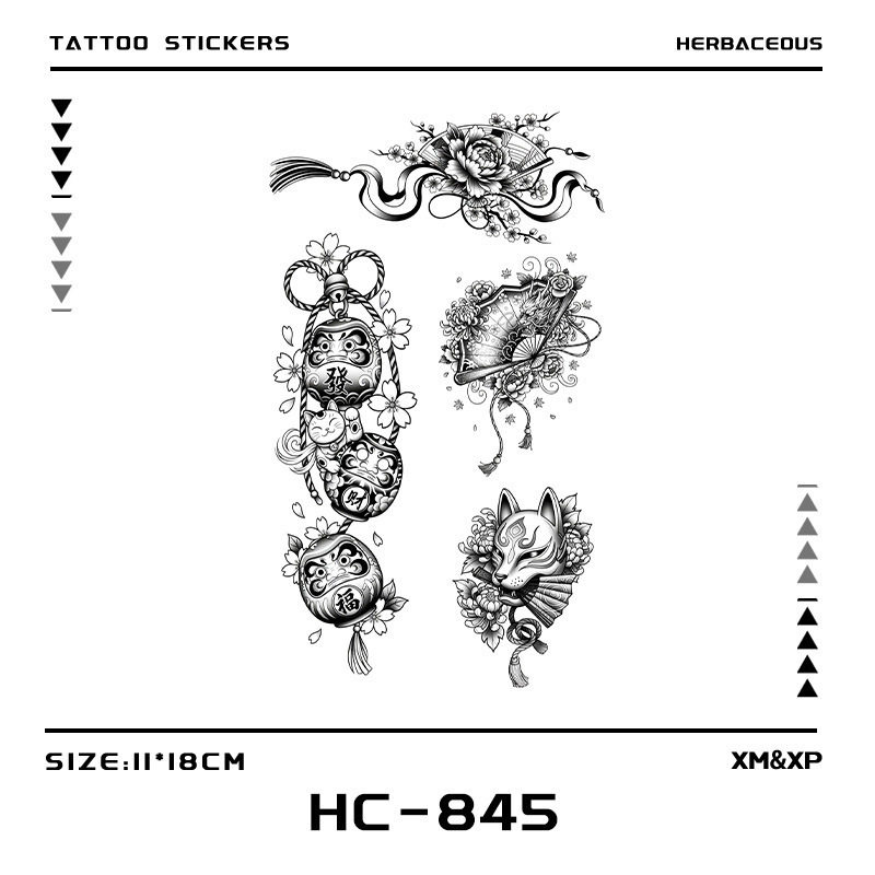 Japanese-Style Auspicious Element Temporary Tattoos Fox Mask and Other Retro Japanese-Style Temporary Tattoos Japanese Good Luck Atmosphere~