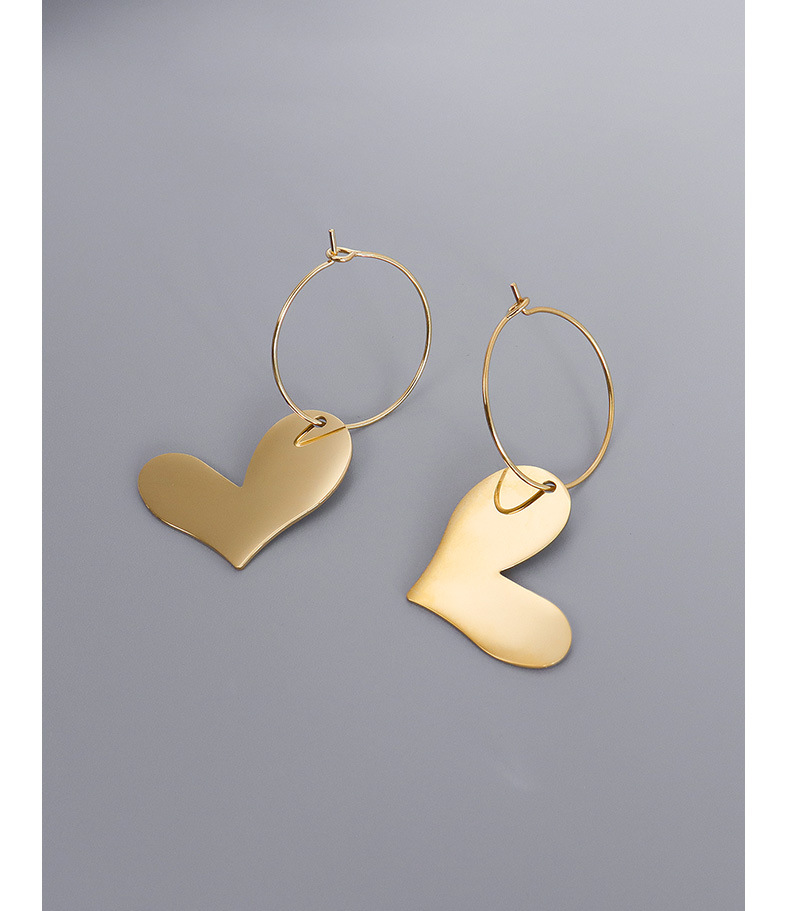 Fashion Geometric Crooked Heart Titanium Steel Earrings display picture 3