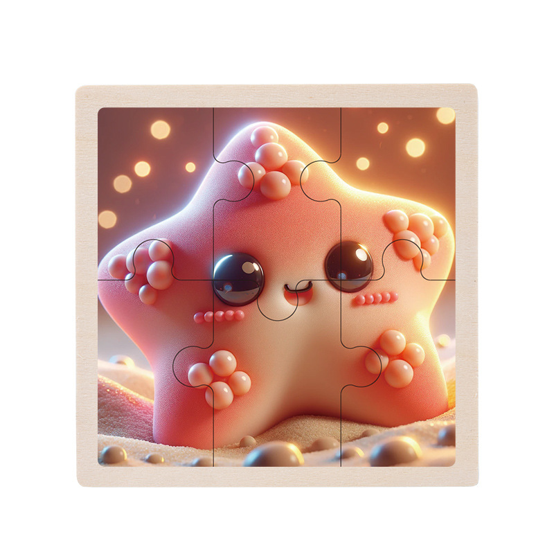 Cpc ce niños pequeños seis piezas de madera lindo animal divertido rompecabezas 3D simple y fácil de usar rompecabezas juguetes de educación temprana al por mayor