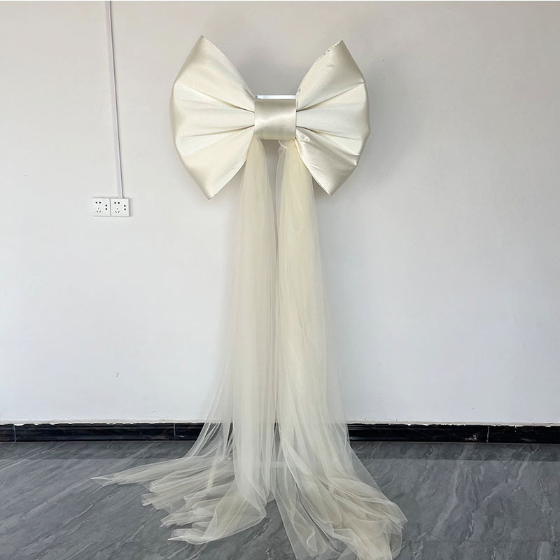户外草坪婚庆蝴蝶结婚礼背景粉白色蝴蝶结布置婚房订婚宴装饰|undefined