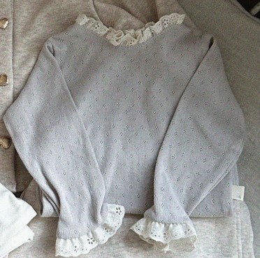  spring and autumn baby bottoming shirt cotton T-shirt lace collar long-sleeved Korean baby top