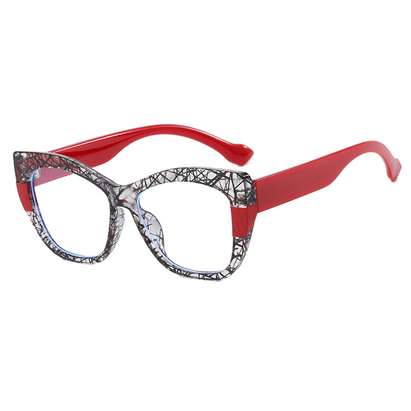 Nuevo TR90 Premium Sense Hit Color Pack Flower Sin maquillaje Gafas anti-luz azul Gafas europeas y americanas con montura grande de ojo de gato con montura de miopía