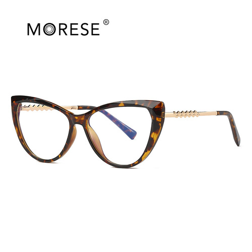 US Version TR90 Glasses, Large Frame Diamond Crystal Rim Cat-Eye Full Frame, Transparent Black Prescription-Free Glasses 2062