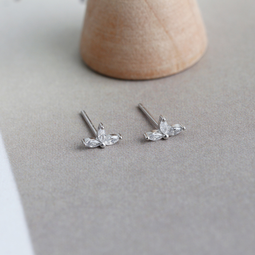Fashion Geometric Sterling Silver Inlay Zircon Ear Studs 1 Pair