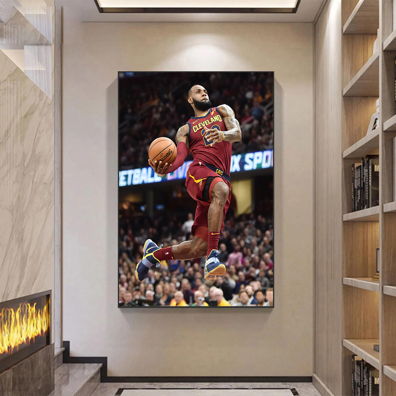 LeBron James NBA40000 points scoring king hanging painting basketball star porch living room bedroom decoration painting