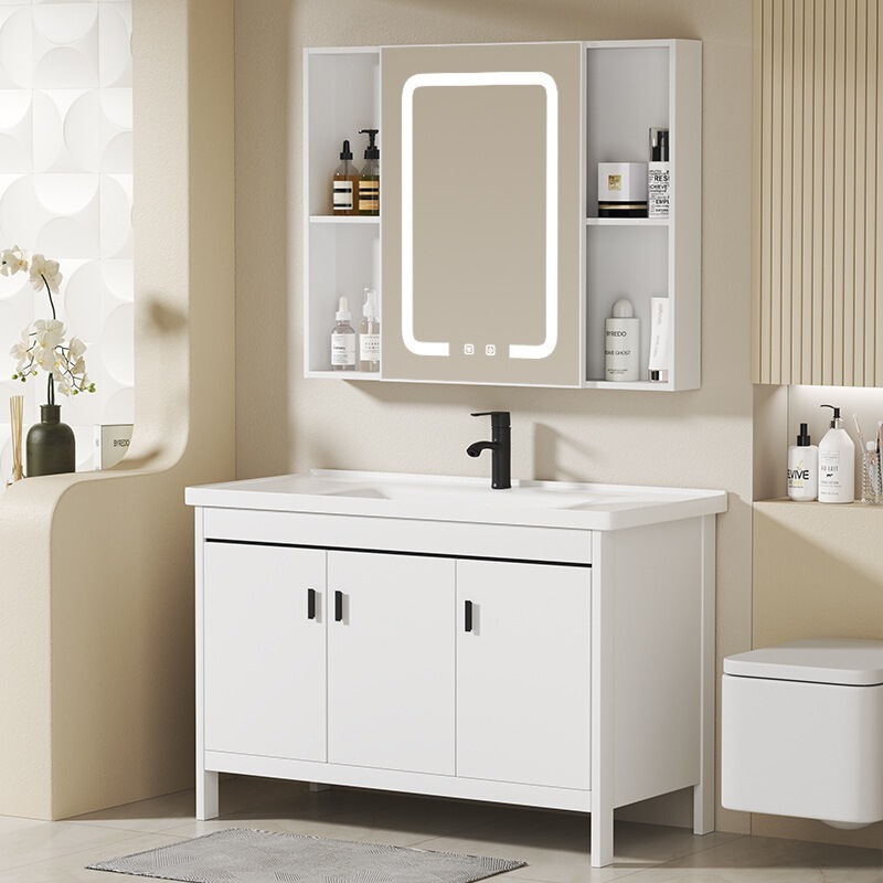 Floor-Standing Bathroom Cabinet Washbasin Set, Space Aluminum Washbasin for Bathroom, Integrated Balcony Washstand with Sink