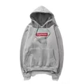 Gray hooded plus velvet red label