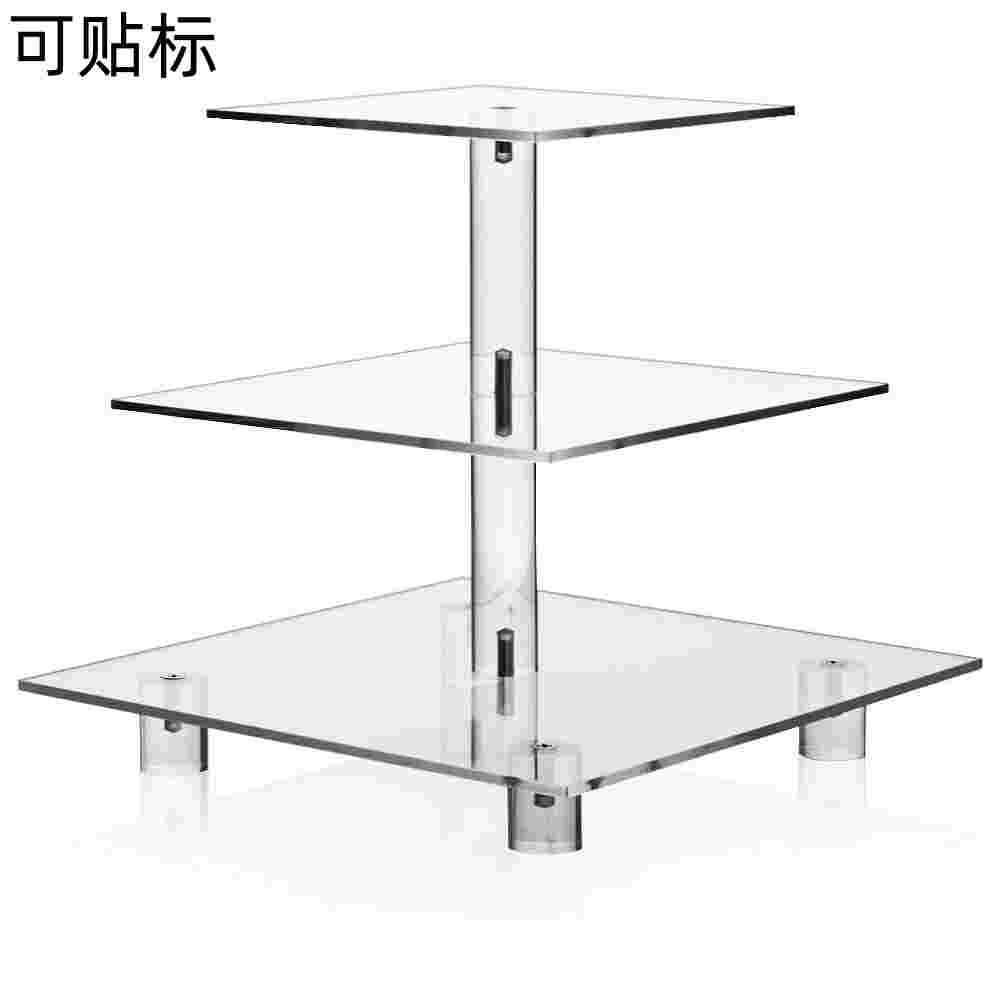 3层方形亚克力纸杯蛋糕架 带脚塔式甜品展示架 用于生日派对婚礼