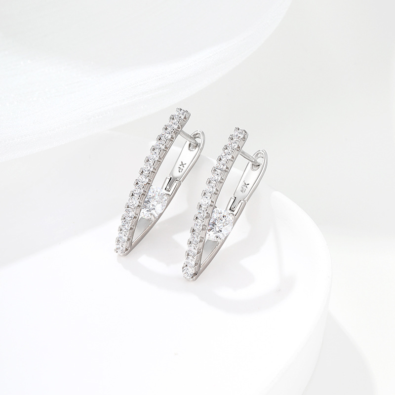 Aretes de Cierre Ruso en Forma de V 18K de Aleación de Cobre, Diseño Geométrico, para Mujer