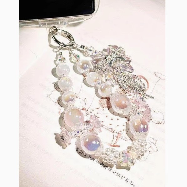 Ins Style Sparkling Crystal Beaded Mobile Phone Chain Mobile Phone Case Pendant Car Key Chain Chain Accessible Luxury Pendant Wholesale