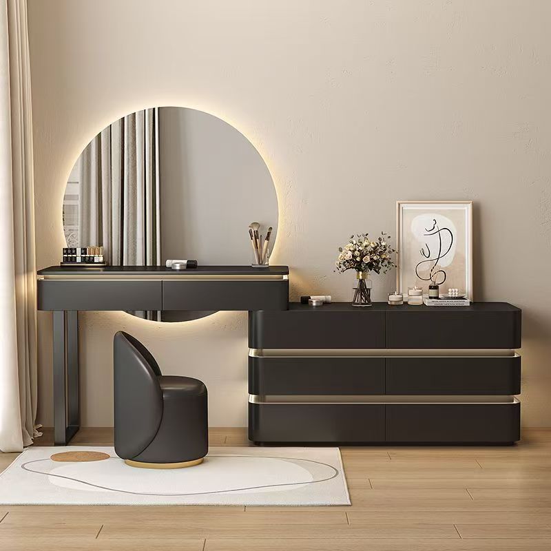 Bedside Dresser with Integrated Drawers, High-End Solid Wood Makeup Table, 2025 New Model, Light Luxury Bedroom, Modern and Simple