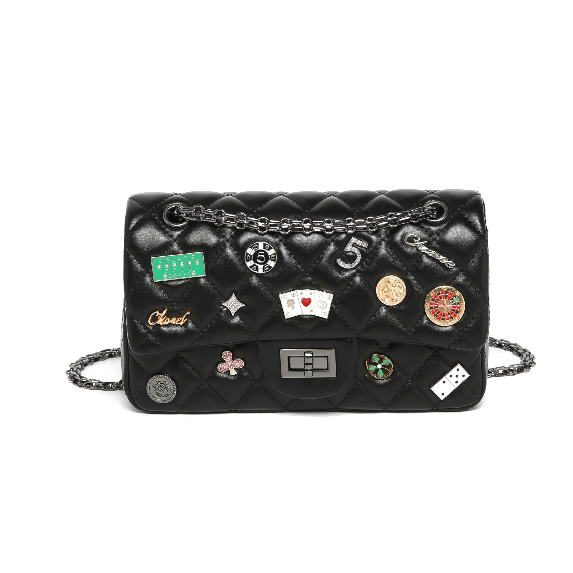 Bolso pequeño con cadena de diamantes para mujer, bandolera de hombro con insignia de letra personalizada a la moda, estilo fragancia, primavera 2025