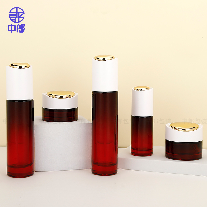 现货批发化妆品玻璃瓶乳液精华喷雾压泵分装瓶面霜瓶可印制LOGO瓶