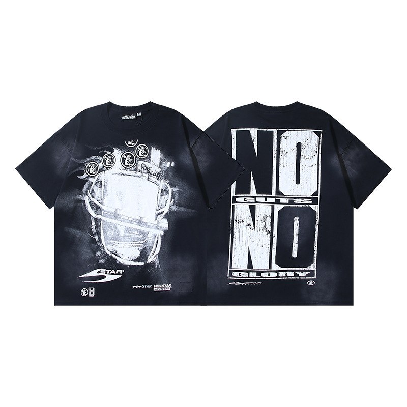 25ss 夏新作 Hellstar アメリカンファッション ハイストリート ウォッシュ加工 ダメージ加工 プリント ゆったり 半袖 Tシャツ 男女兼用|undefined