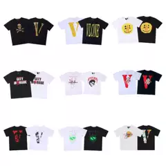 VLONE Short-sleeved Big V Chinese Dragon Smoke Rhinestone Fujiwara Hao Wang Yibo Same Style vloneT-shirt Men's and Women's T-shirt Summer
