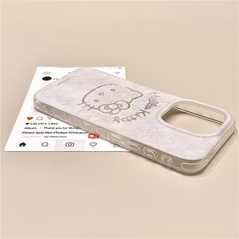 Lindo brillo KT gato garra de gato para iPhone16promax funda para teléfono móvil Apple 15/14 niña 16P simple