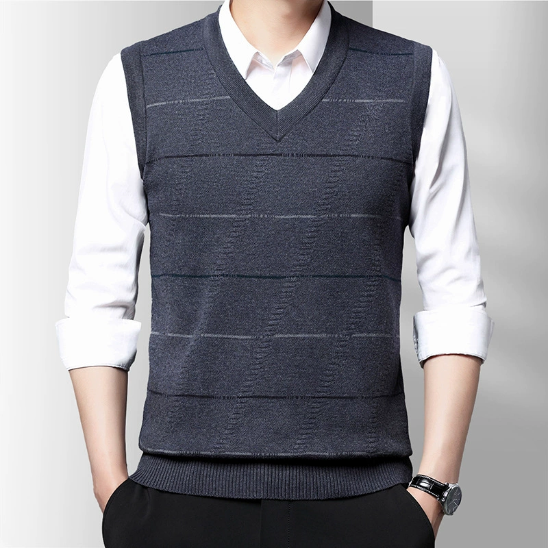 Knitted sweater, spring vest sleevless, universal set for leisure, slim fit, V-neckline