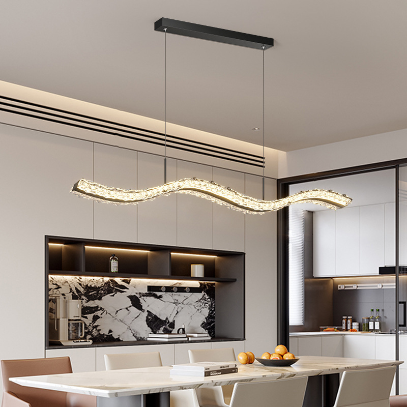 Italian Light Luxury Crystal Restaurant Chandelier Modern Simple High-End Elegant New Dining Room Island Bar Wave Dining Table Lamp Italian Light Luxury Crystal Restaurant Chandelier Modern Simple High-End Elegant New Dining Room Island Bar Wave Dining Table Lamp