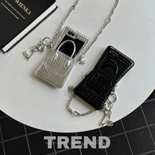 鳄鱼皮纹包包手机壳适用三星zflip6/5/4/3女款华为pocket 2/n2/n3