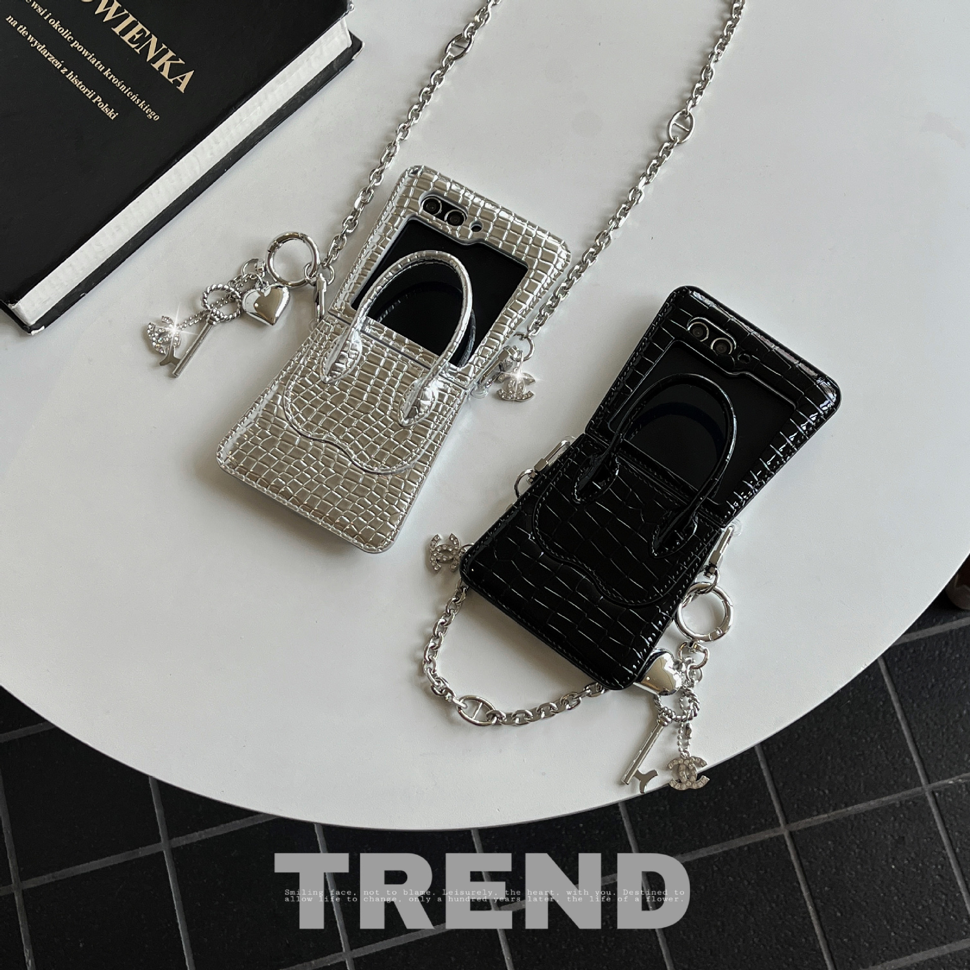 鳄鱼皮纹包包手机壳适用三星zflip6/5/4/3女款华为pocket 2/n2/n3