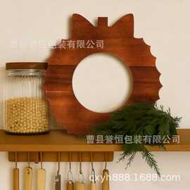 木质挂件创意圣诞节厨房装饰品摆件花环形状上菜托盘节日点心盘