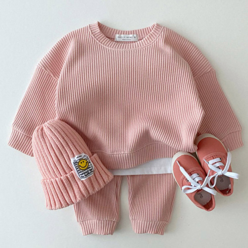 ins Korean style infant and children's clothing comfortable casual knitted suit spring and autumn loose sporty style two-piece set