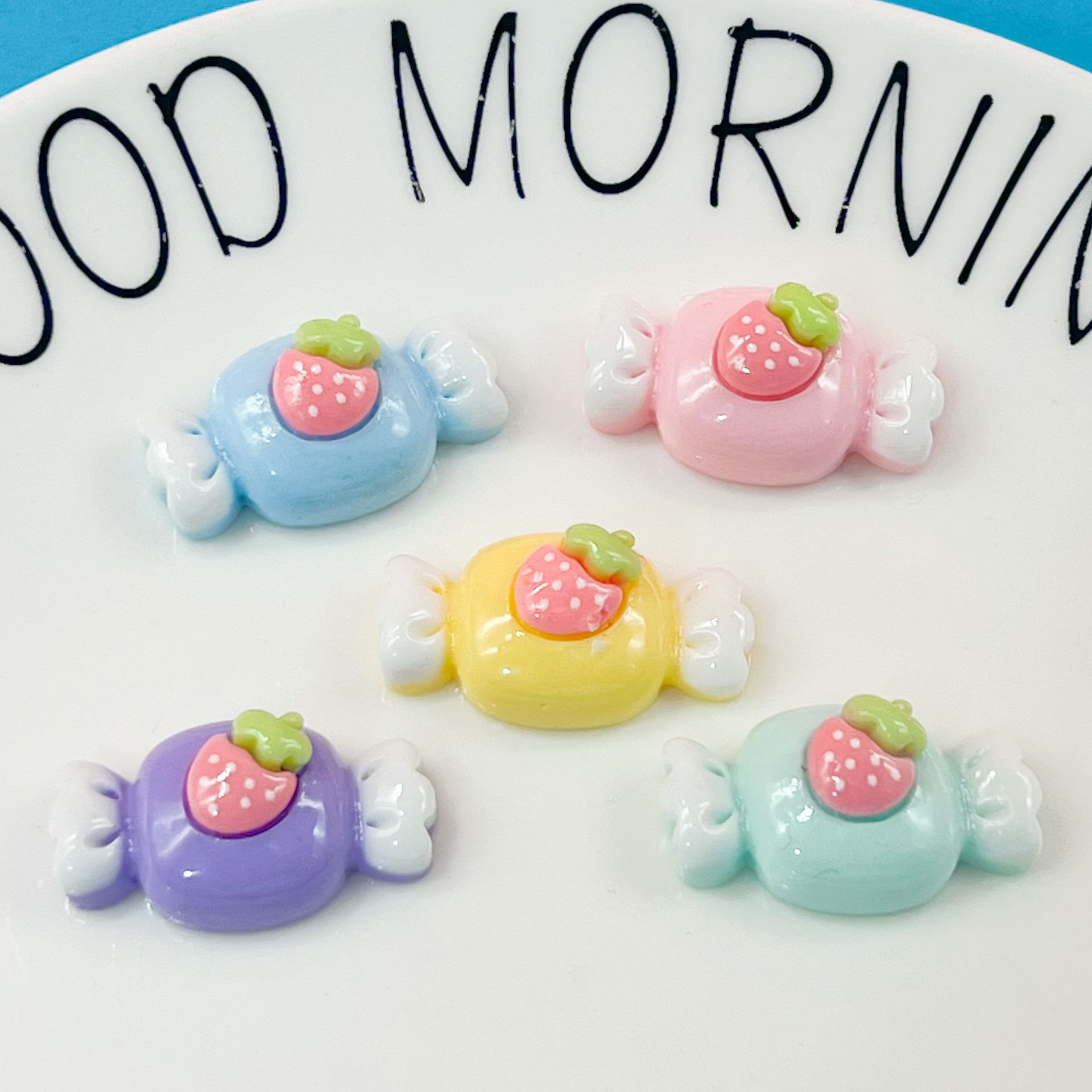 亮油草莓糖果甜食儿童发夹抓夹发绳DIY冰箱贴奶油胶材料树脂配件