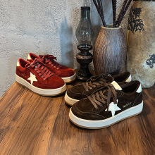 真皮星星德训鞋女秋冬新款复古厚底小白鞋休闲百搭软底运动鞋板鞋